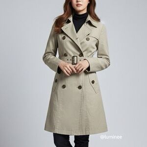VTG Burberry Blue Label Honey Beige Belted Double Breasted Trench Coat,Size 38,S